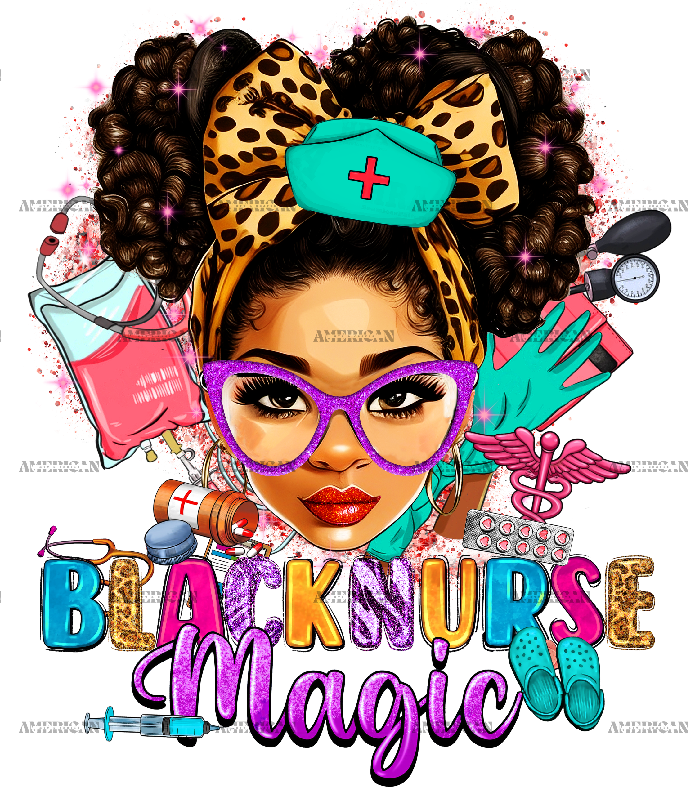 Black Nurse Magic DTF Transfer