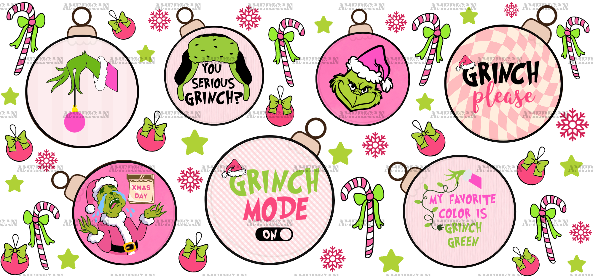 Christmas Bells Grinch UV DTF Transfer