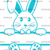 Easter Bunny Name Frame Blue-3 DTF Transfer