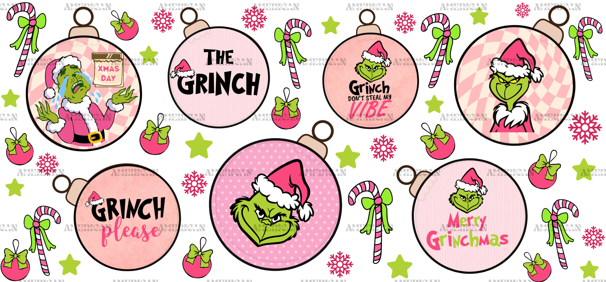 Grinch Christmas Bells UV DTF Transfer