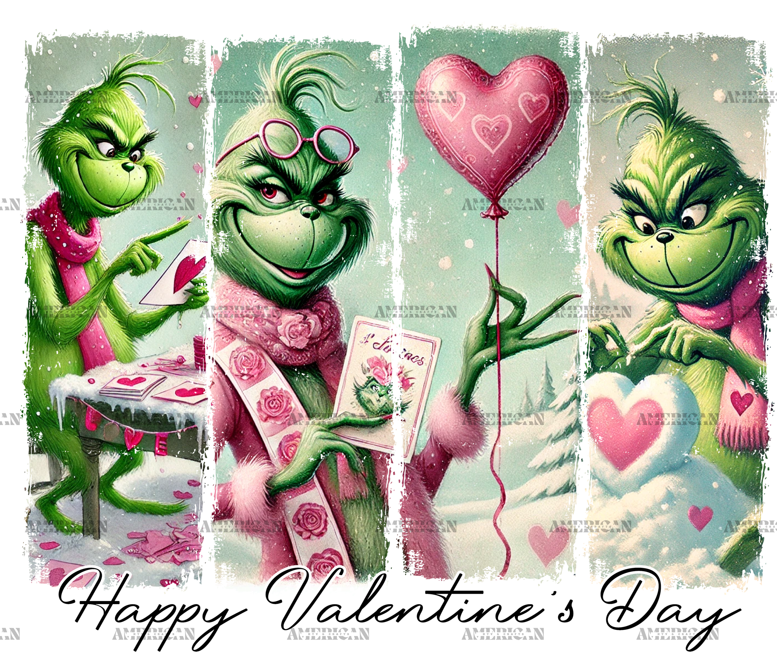Grinch Valentine DTF Transfer