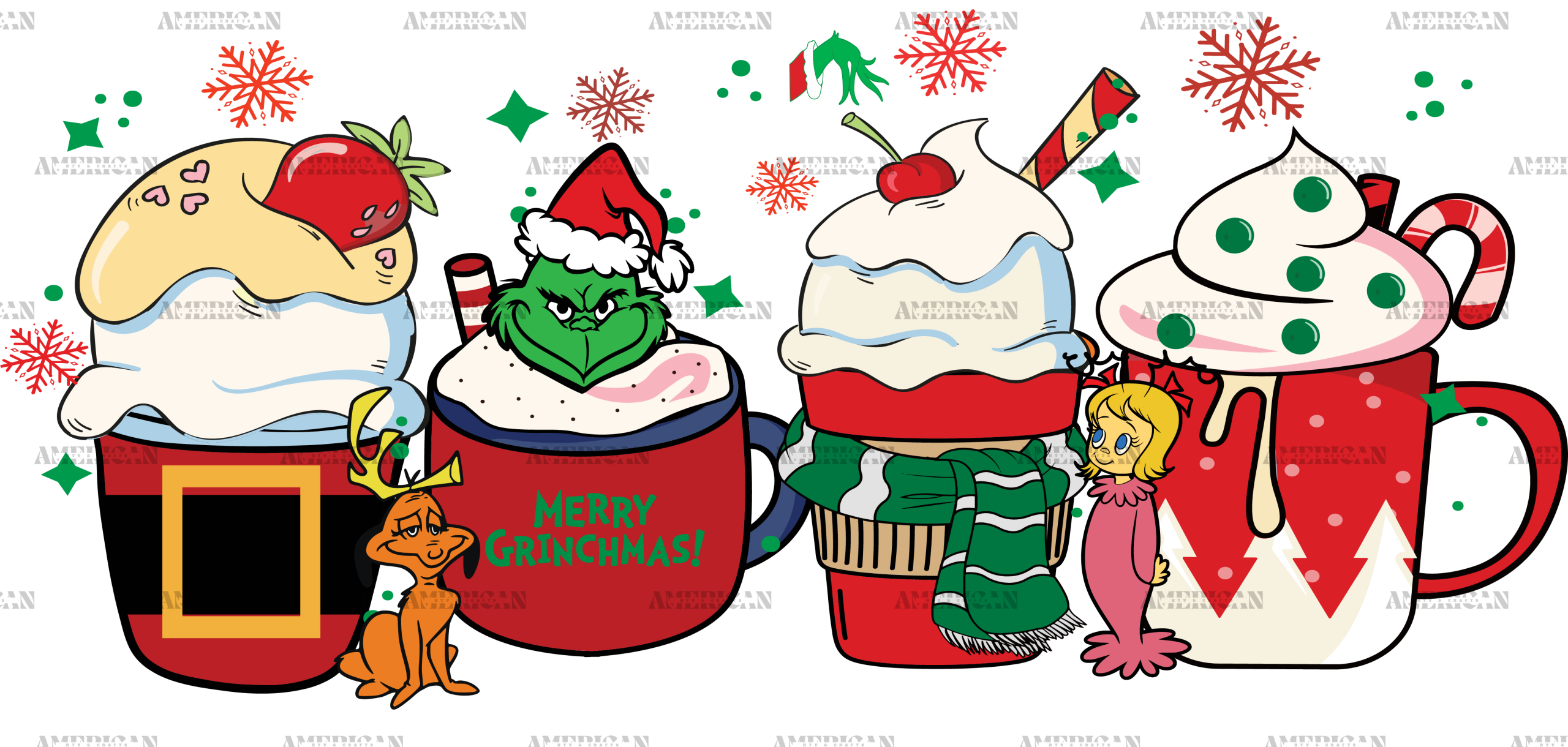 Grinchmas Cream Cups UV DTF Transfer