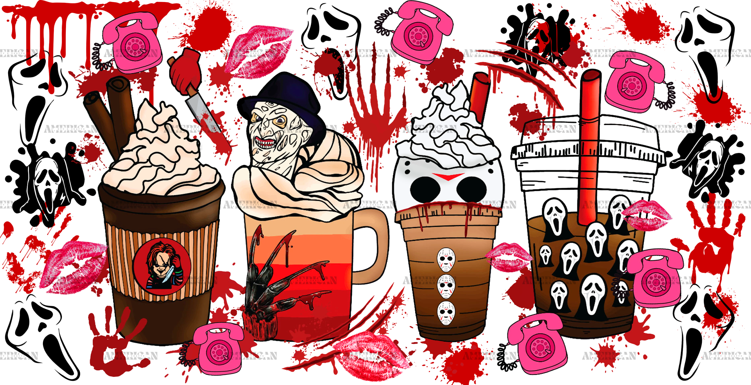 Halloween Coffee Telephone UV DTF Transfer