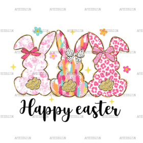 Happy Easter Bunnies Trio DTF Transfer