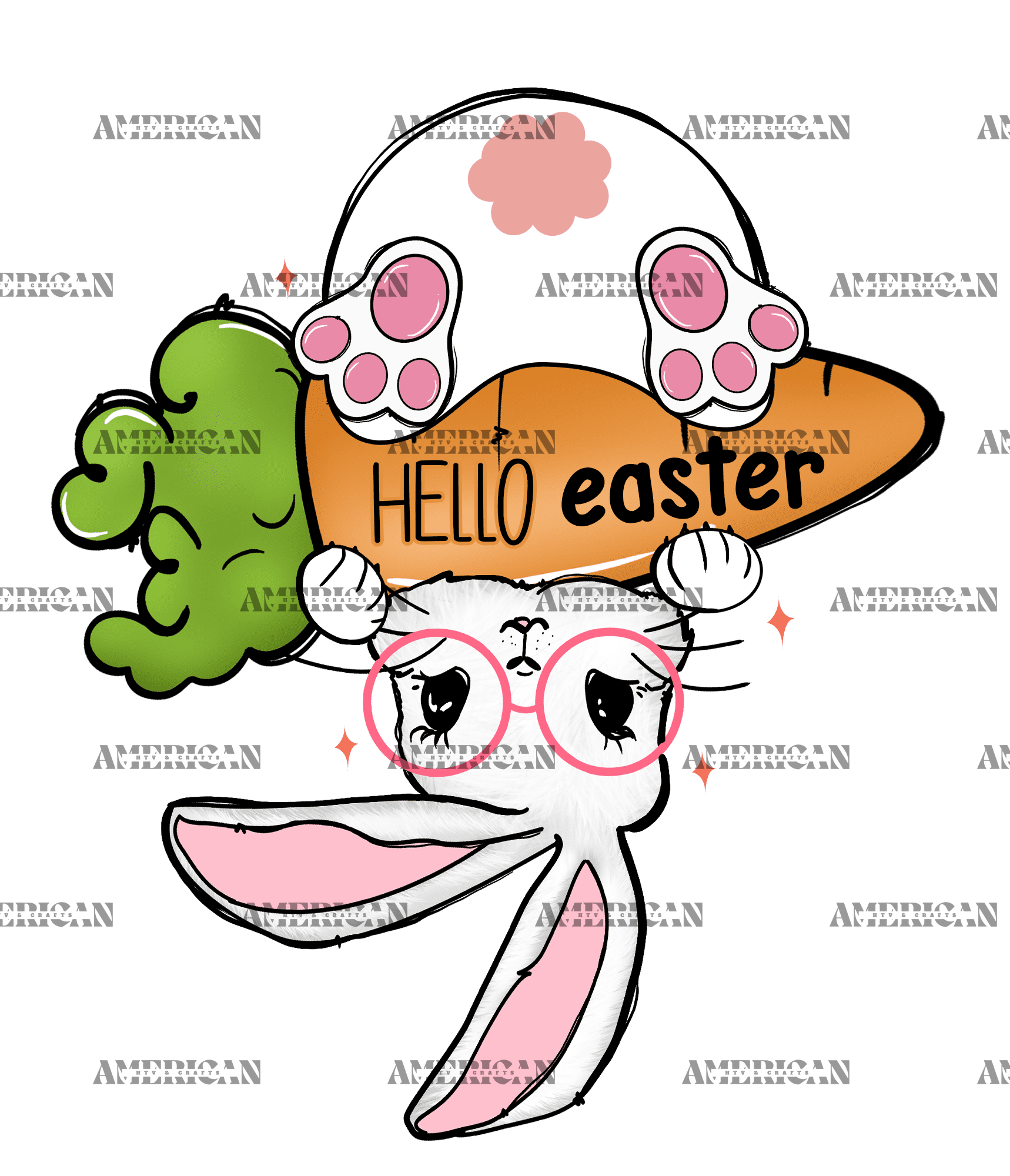 Hello Easter Inverted DTF Transfer