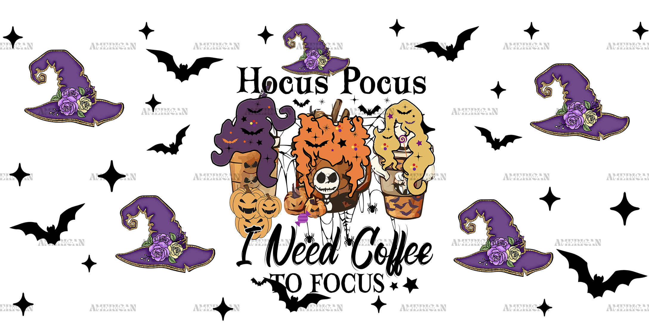 Hocus Pocus I Need Coffee To Focus UV DTF Transfer