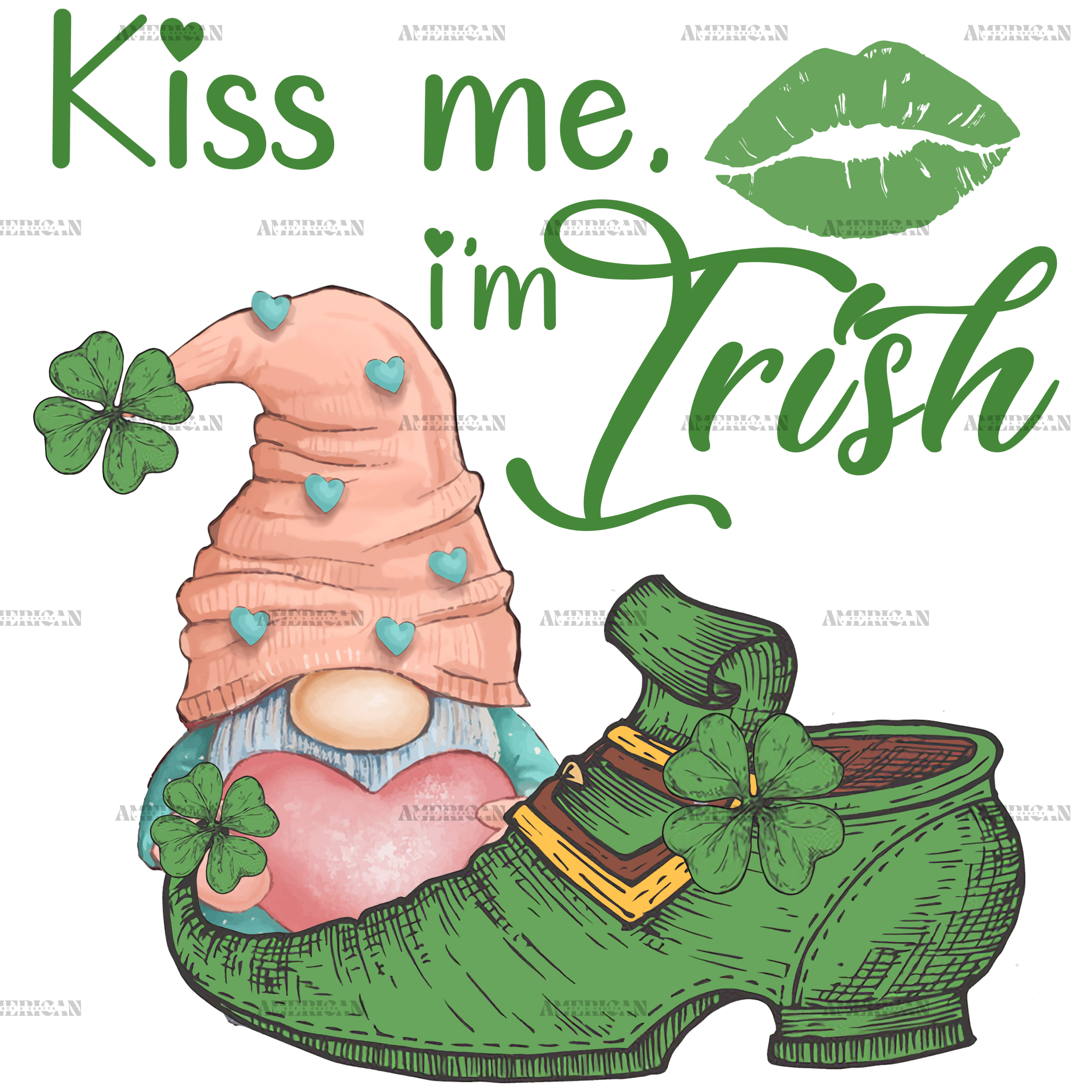 Kiss Me I'm Irish Gnome DTF Transfer