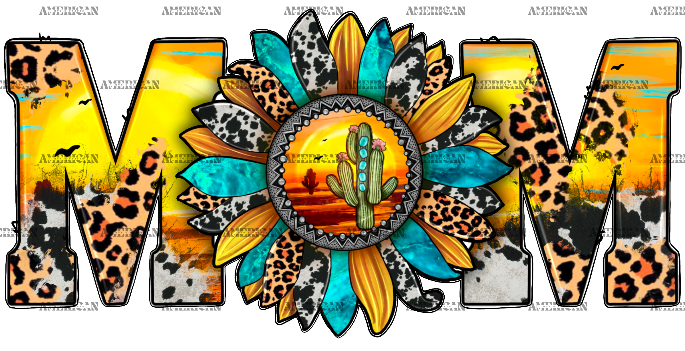 Mom Sunflower Cactus DTF Transfer