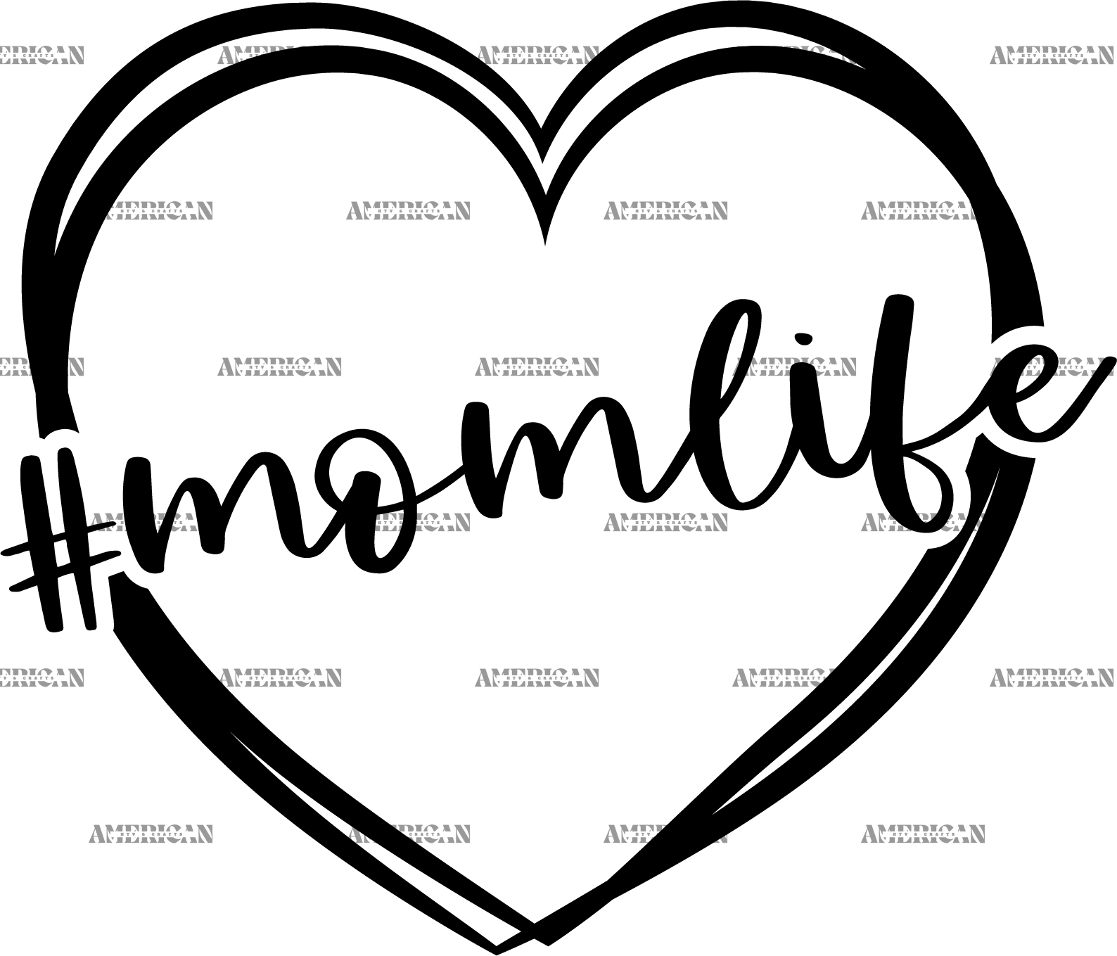 Momlife Heart Black DTF Transfer