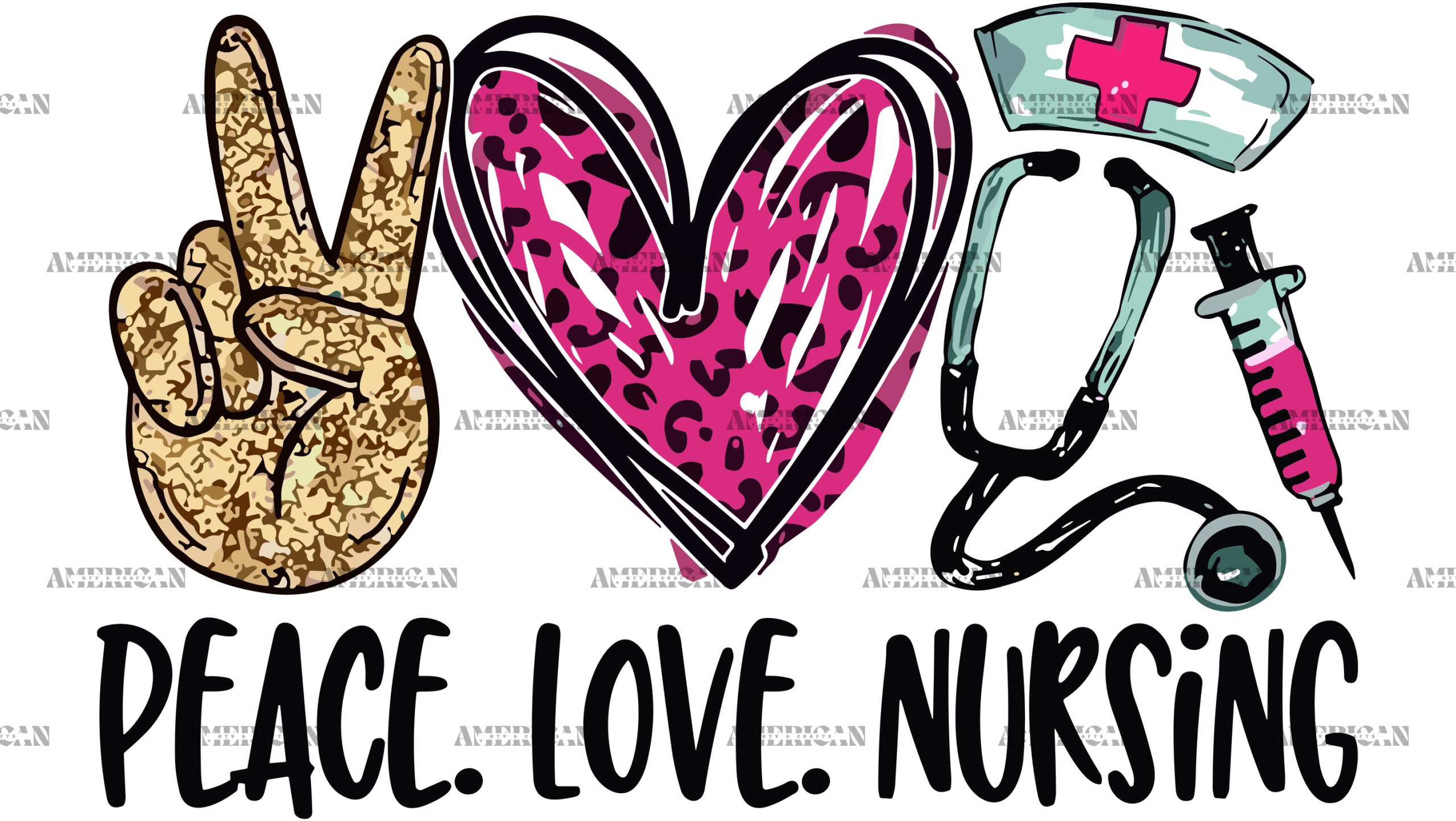 Peace Love Nursing Pink UV DTF Transfer