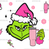 Pink Hat Grinch Tumblers UV DTF Transfer