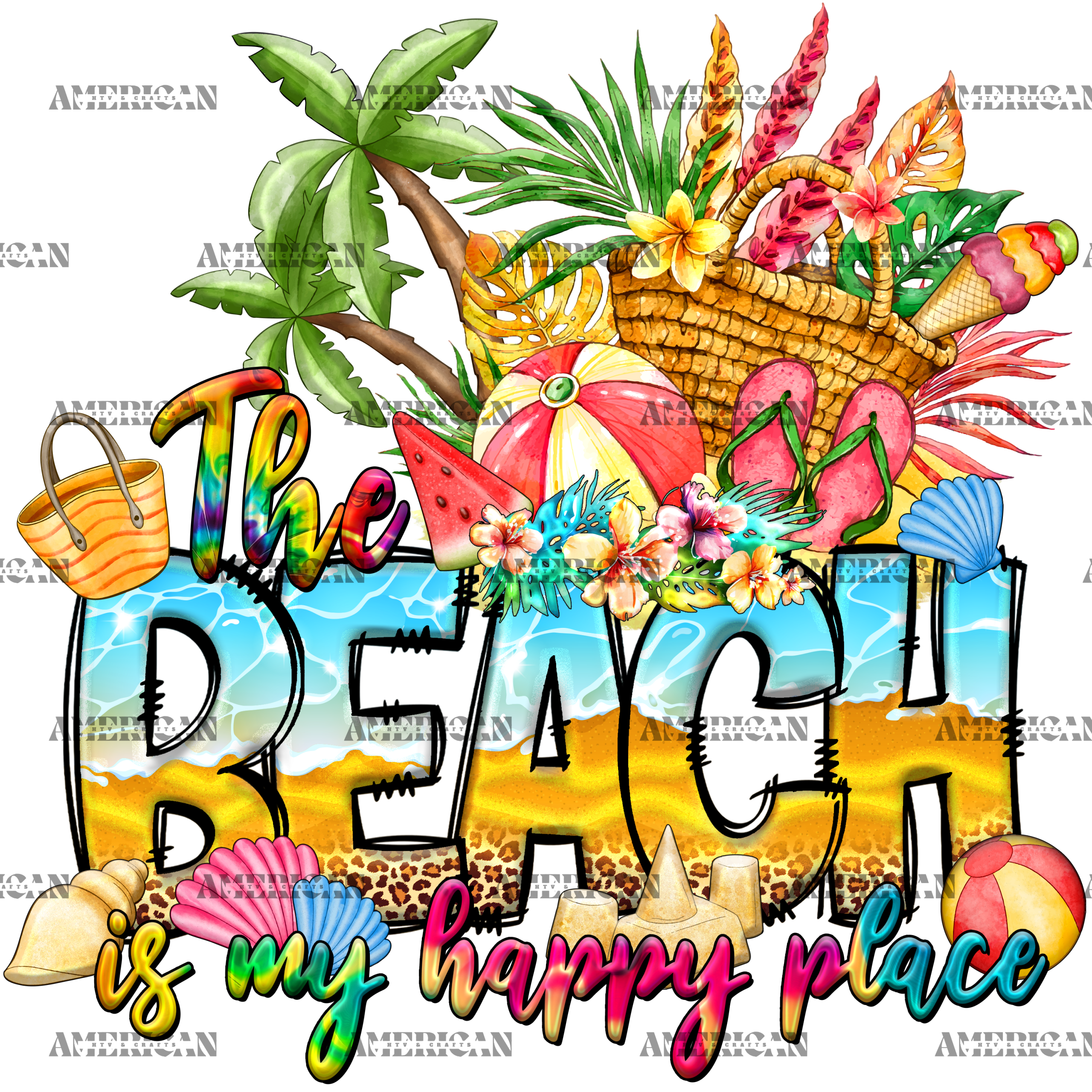 The Beach Is My Happy Place Games DTF Transfer