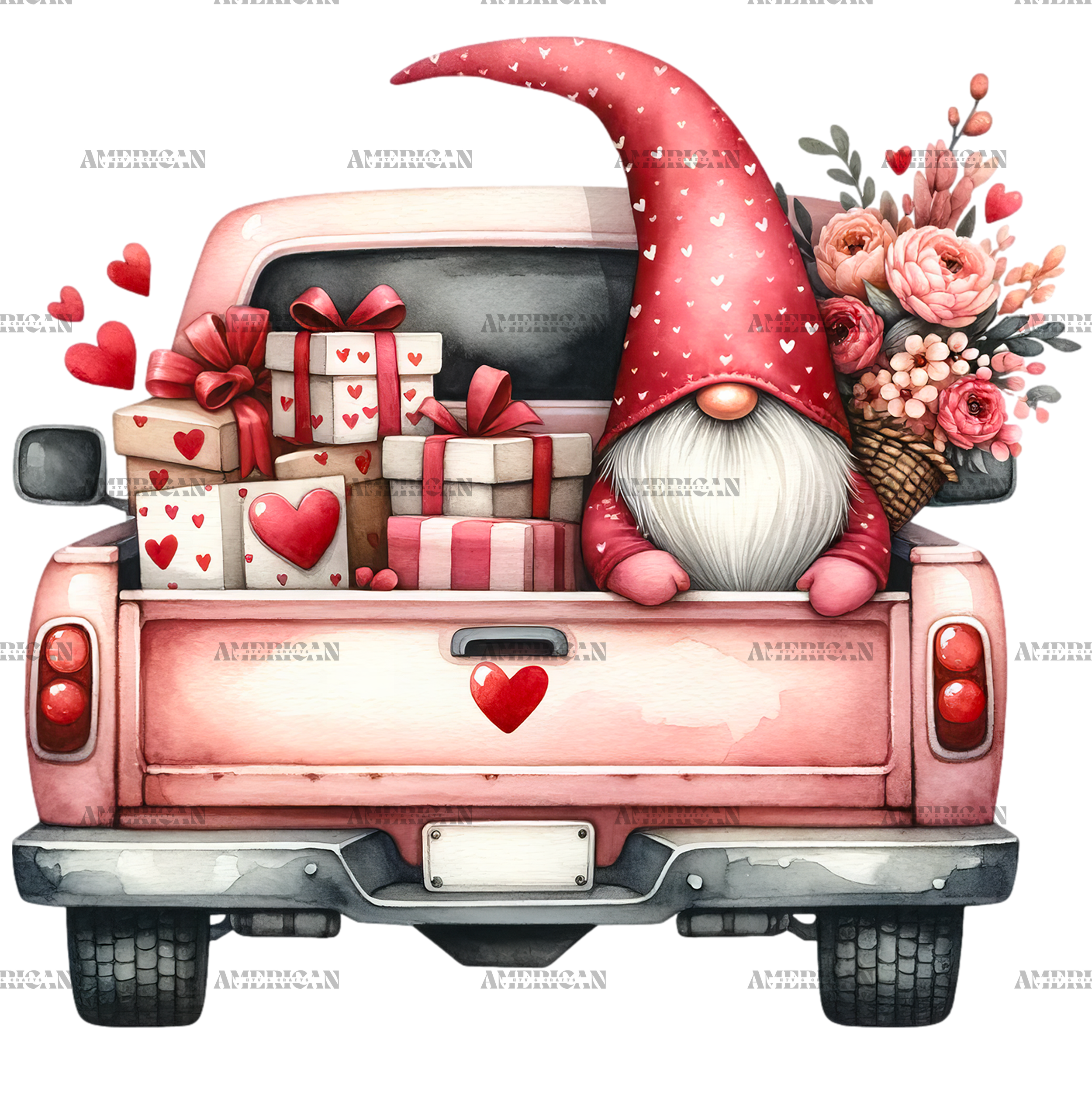 Valentine Gnomie Truck-2 DTF Transfer
