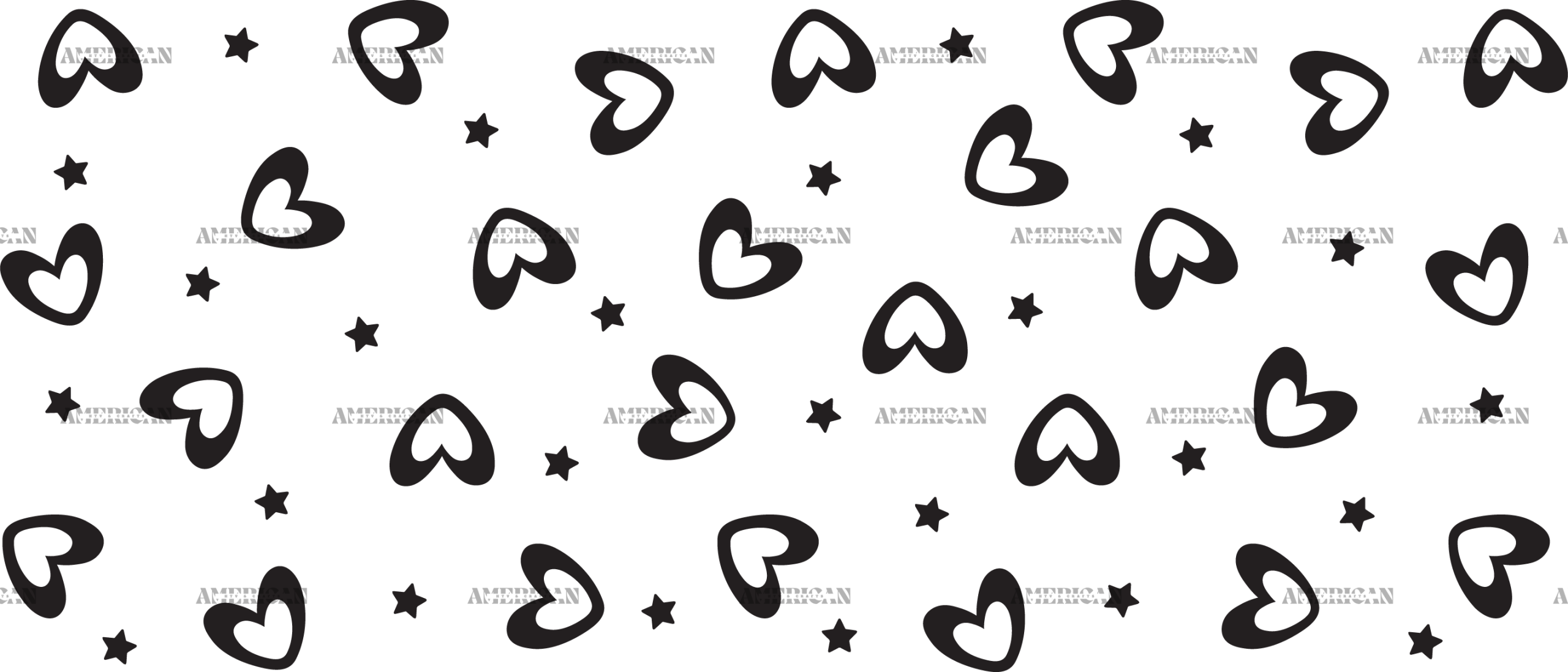 Valentine Hearts Black UV DTF Transfer