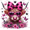 Valentine Highland Cow-2 DTF Transfer