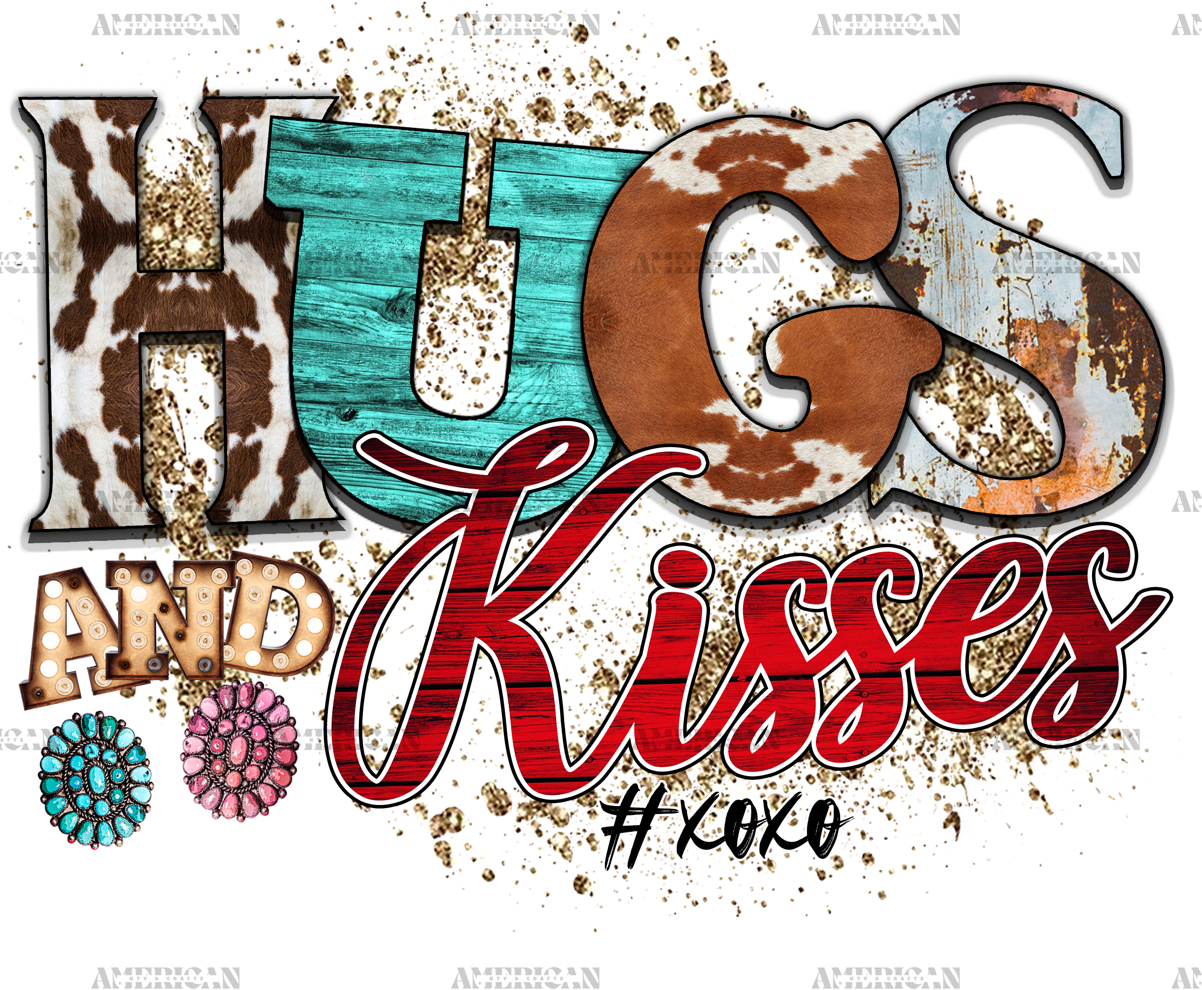 Western Hugs And Kisses DTF Transfer