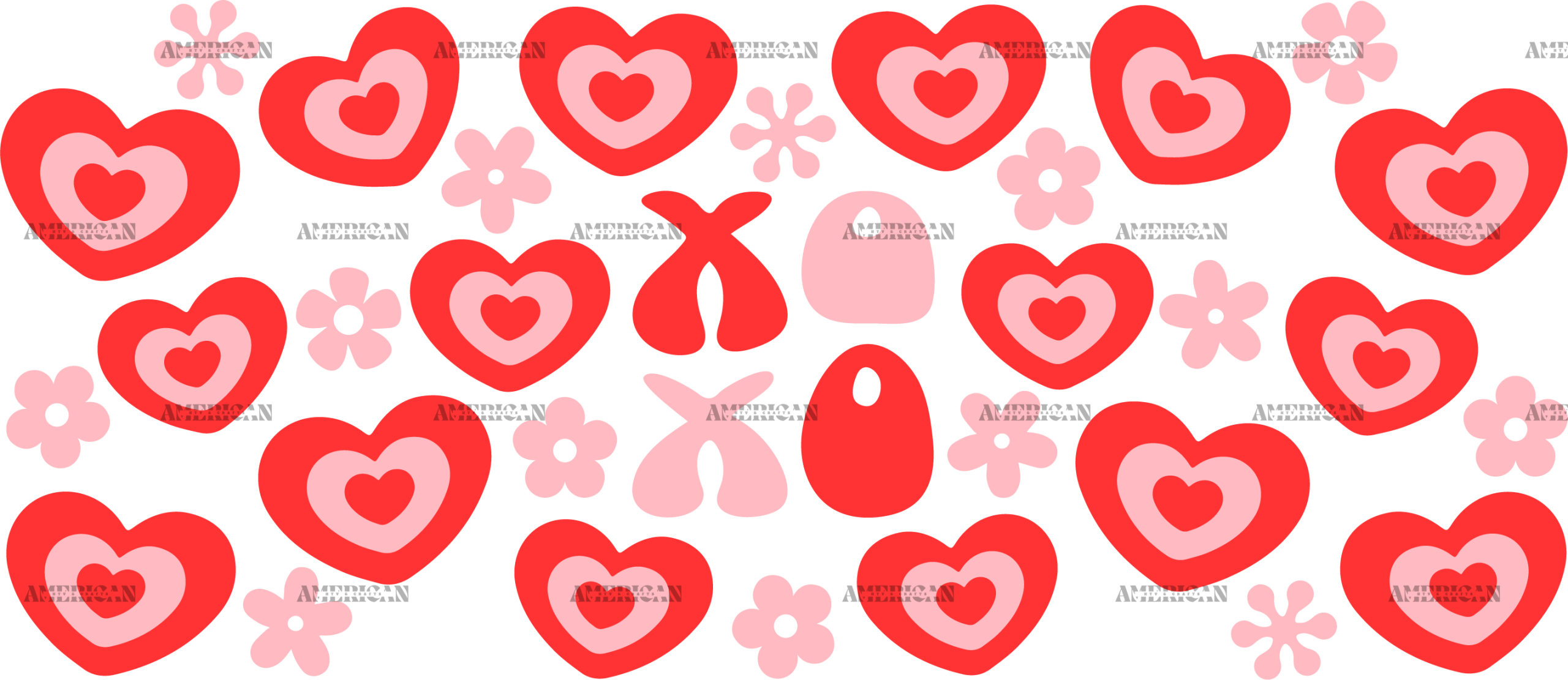XOXO Retro Hearts UV DTF Transfer