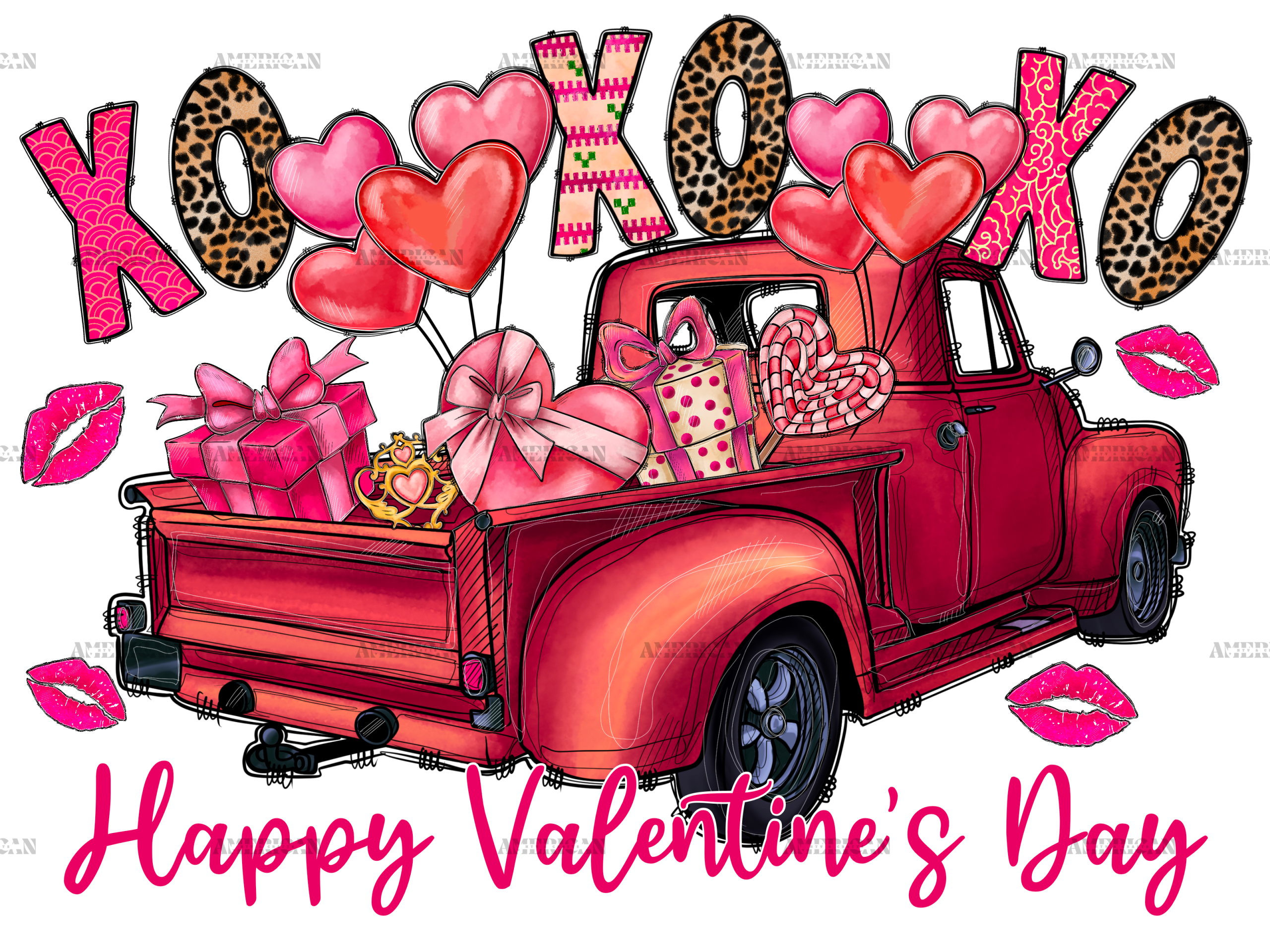 Xoxo Truck Valentine DTF Transfer