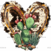 Cowhide And Cactus Heart DTF Transfer