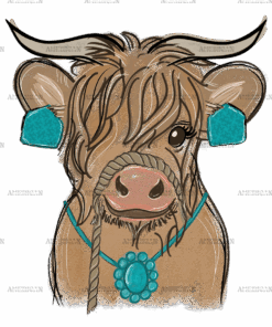 Girly Longhorn Cow DTF Transfer