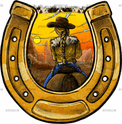 Horseshoe And Cowgirl DTF Transfer