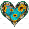 Turqoise Sunflower Heart Cowhide DTF Transfer