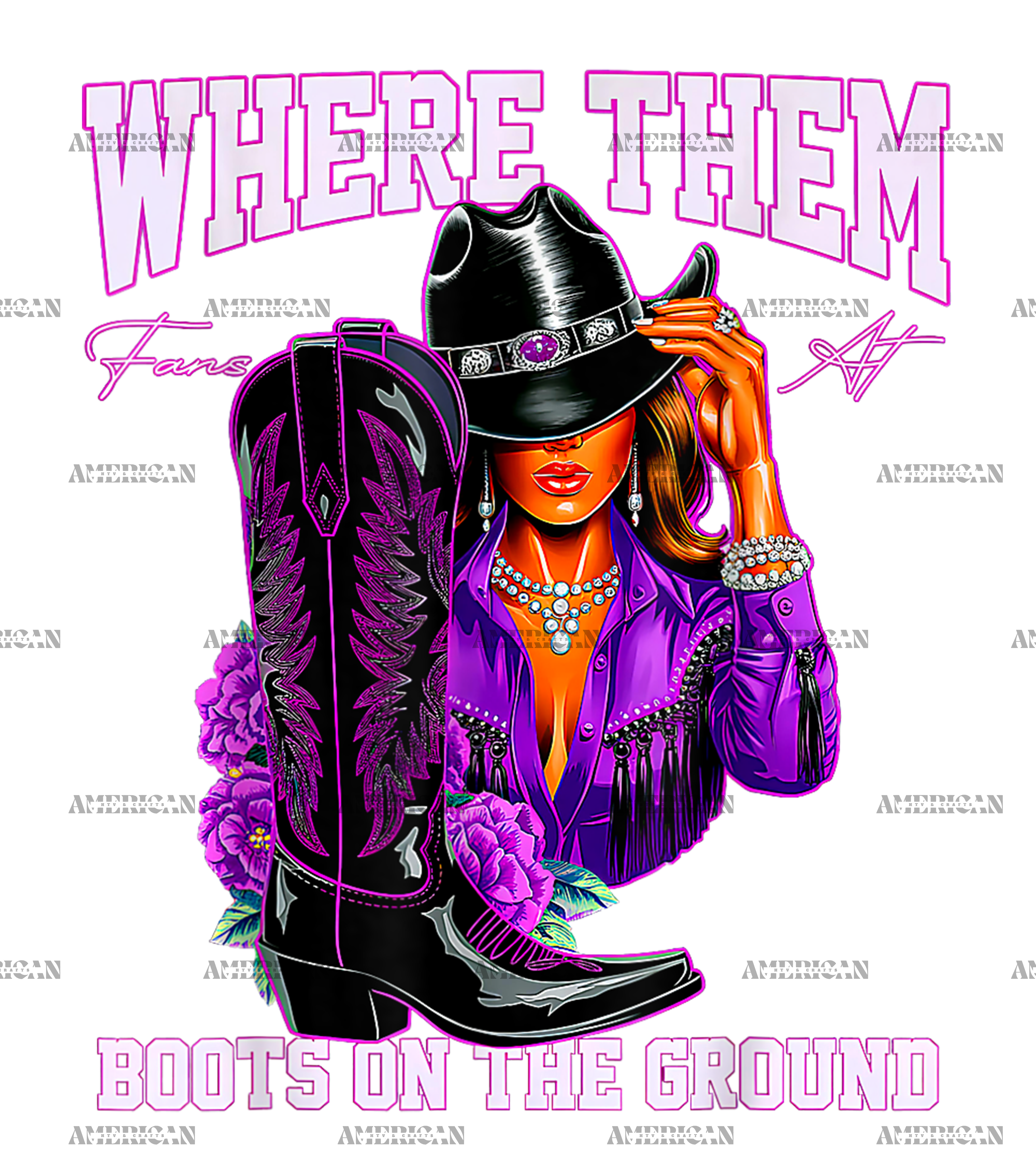 Where Them Fans At Boots On The Ground-21 DTF Transfer